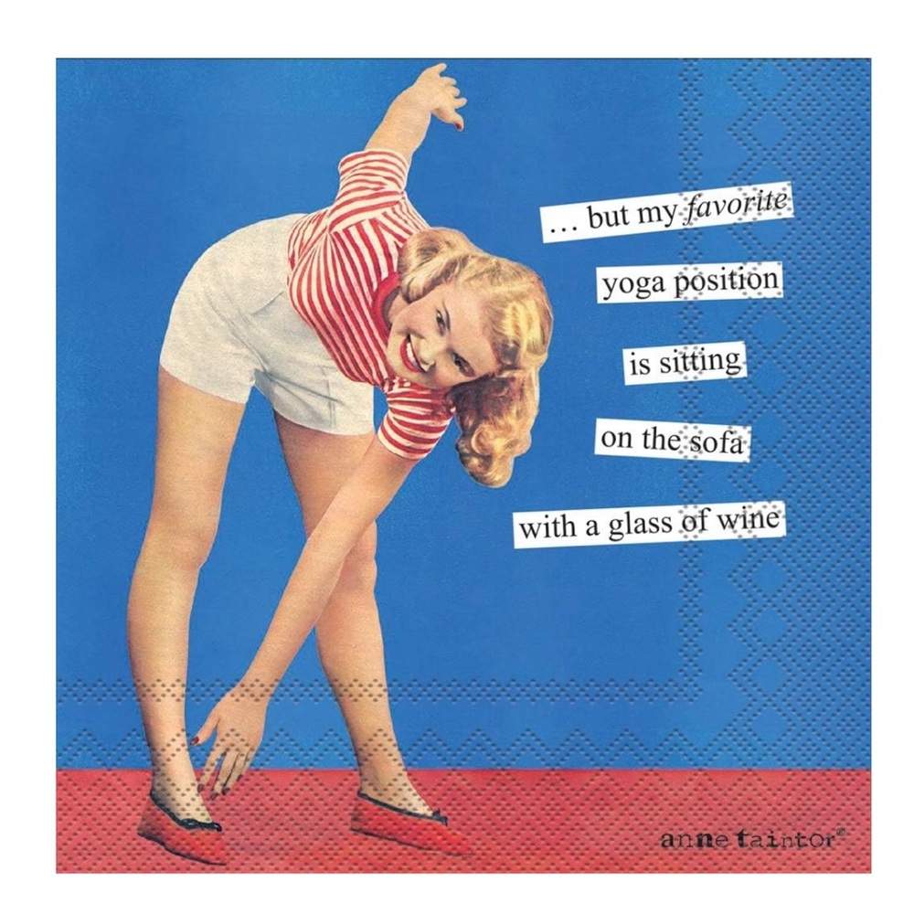 Anne Taintor Two (2) INDIVIDUAL Yoga Humorous Cocktail Decoupage Napkins